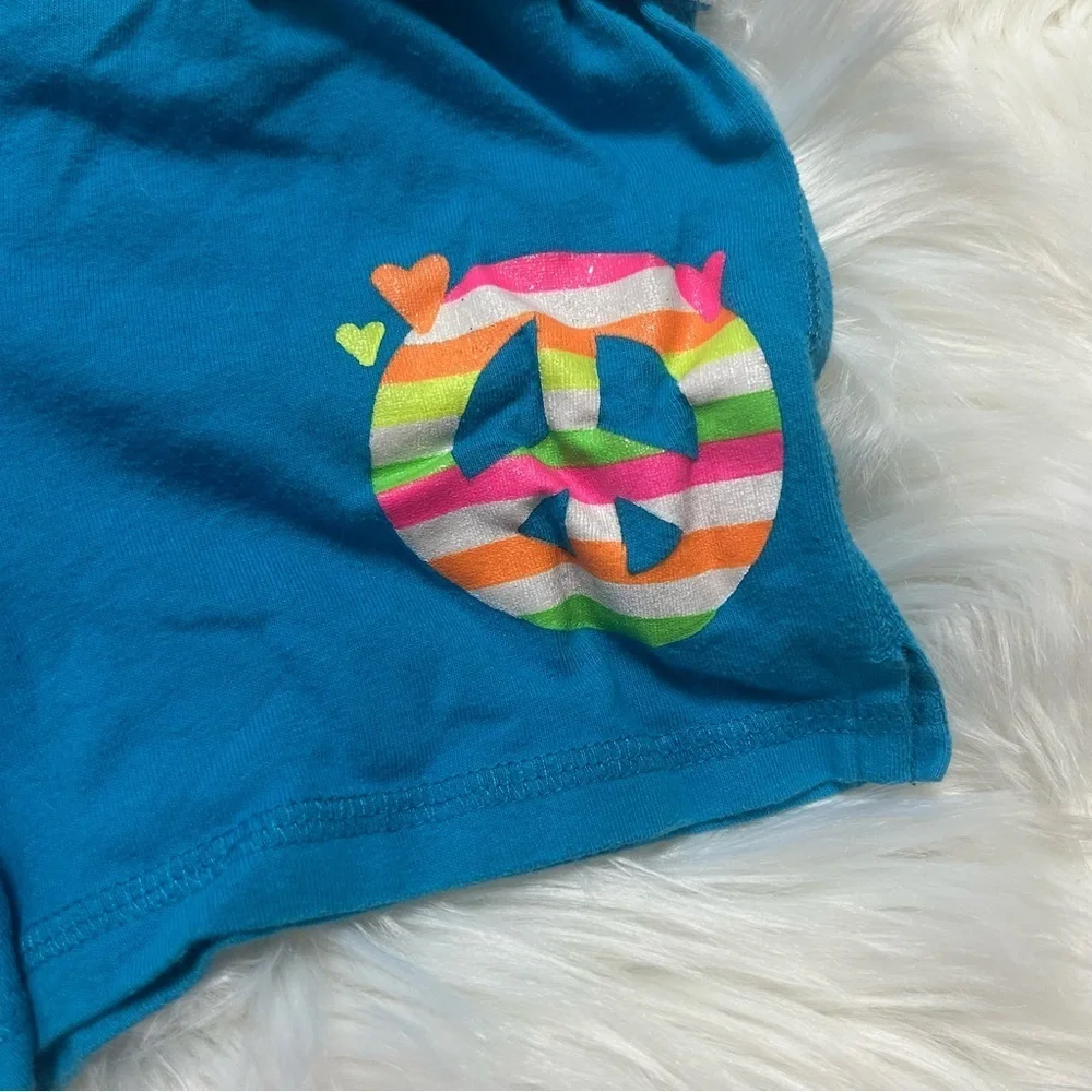 Size Small GIRLS Peace Sign Blue Shorts E2